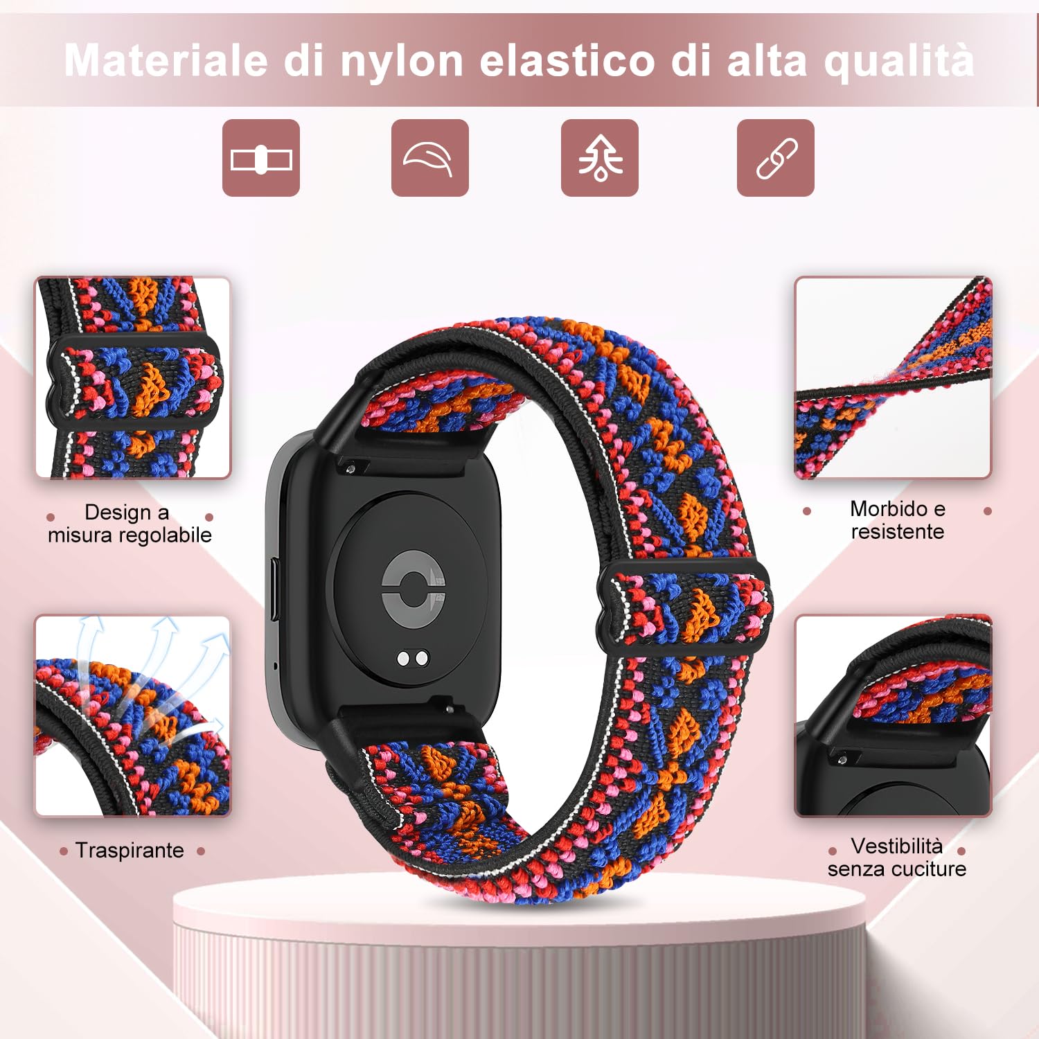 SHIJZWD Fascia elastica per orologio compatibile con Xiaomi Redmi Watch 3 Active, cinturino di ricambio in nylon per orologio sportivo compatibile con Xiaomi Redmi Watch 3 Active