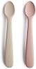 mushie Silicone Baby Feeding Spoons | 2 Pack (Blush/Shifting Sand)