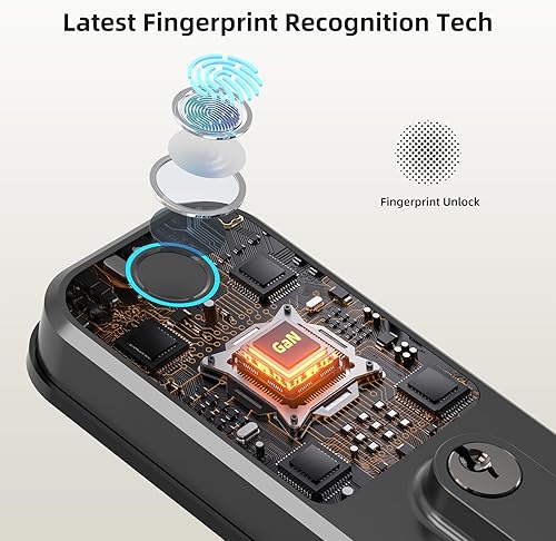 Miniatura 3 de Cerradura de puerta de entrada sin llave con perilla cerrojo de huellas dactilares Alexa Digital Keypad Cerraduras de puerta, juego de cerradura de