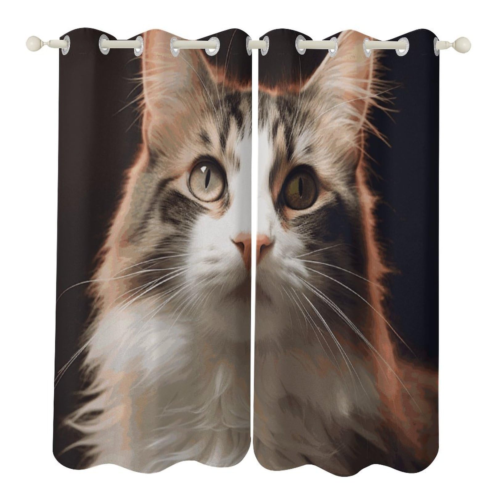 Rideaux occultants contre la chaleur et la lumière à motif chat amusant