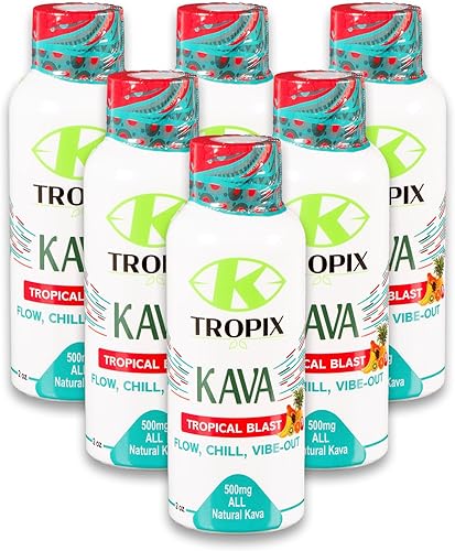 K-Tropix Kava Shot Tropical Blast - Disparos de bienestar de 500 mg para promover la relajación y reducir la preocupación - Bebida de kava -