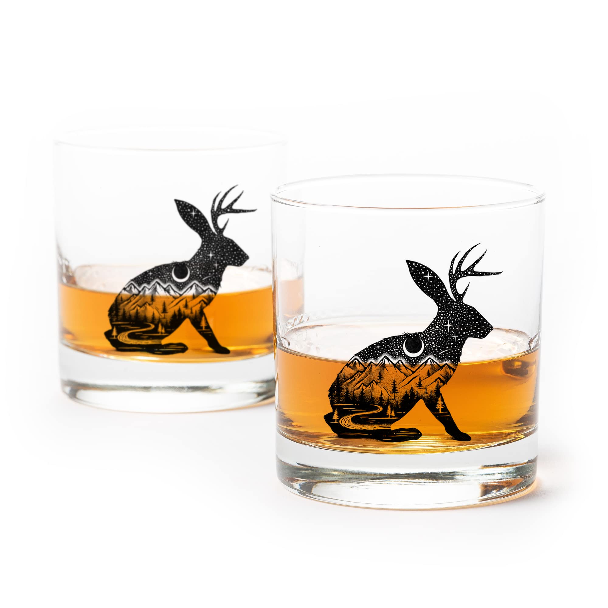 Black Lantern Whiskey Glass Set of 2 – 11oz Premium Heavy Base Drinking Glasses – Old Fashioned Glasses for Cocktails Bourbon Scotch Juice and Water –