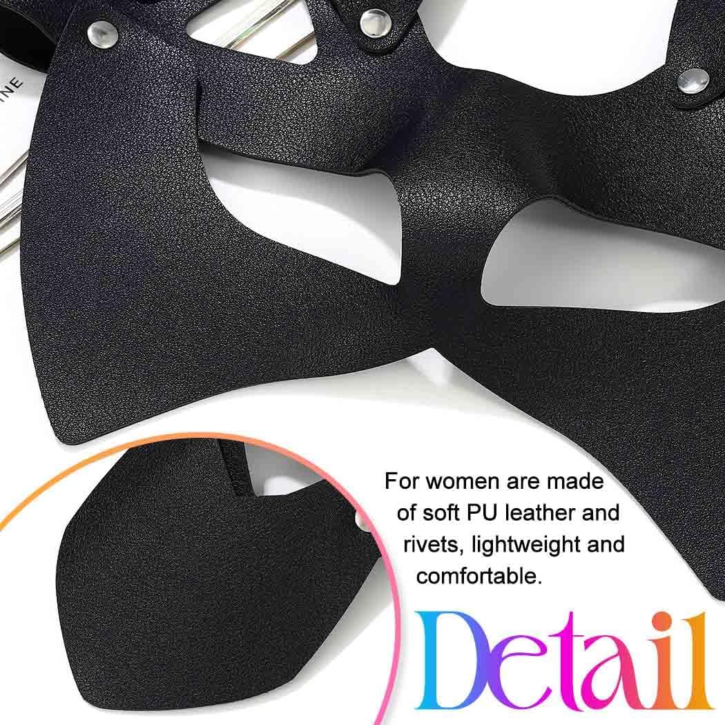 BODIY Leather Cat Mask Black Halloween Masquerade Masks Costume Eye Accessory for Women
