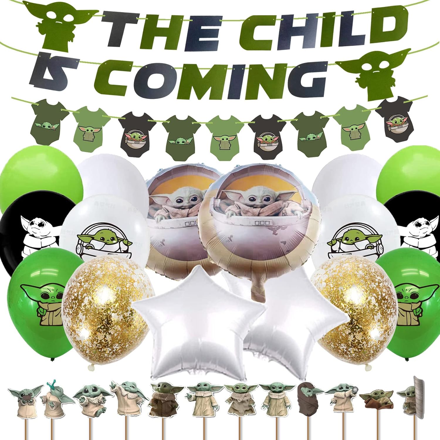 17 Pcs Yoda Baby Shower Decorations Set, Balloons Amazon Canada