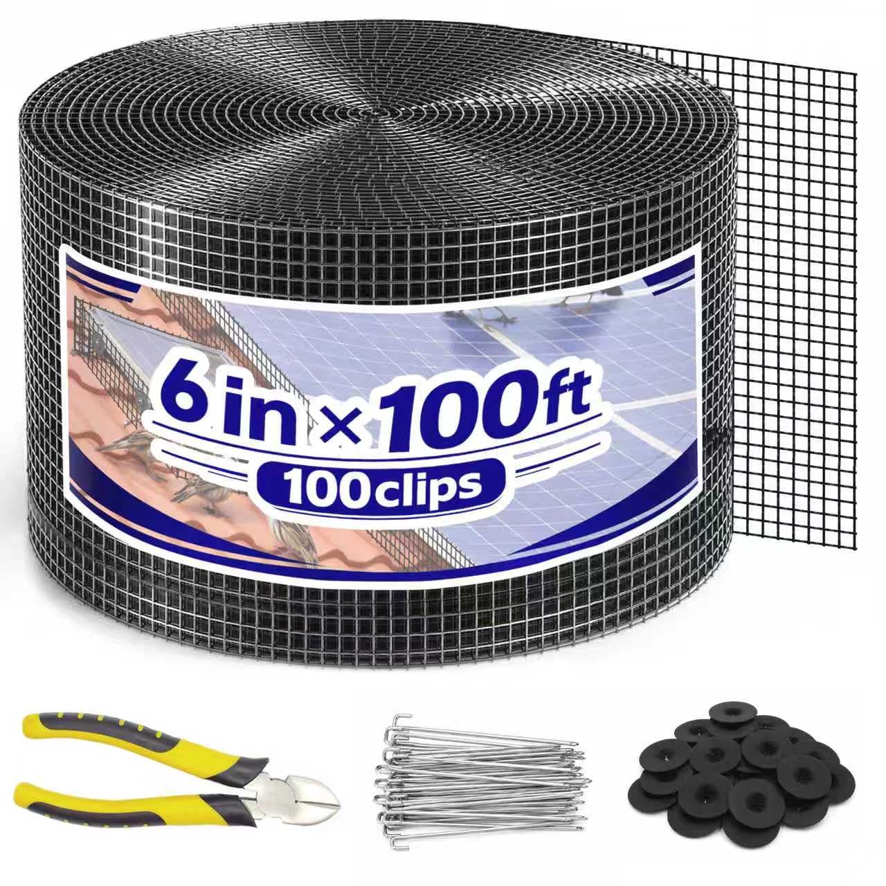 PROLEE Panneau solaire anti-oiseaux antirouille avec 100 clips de fixation pour toit - 15,2 cm x 30,5 m - Amovible sans dommages