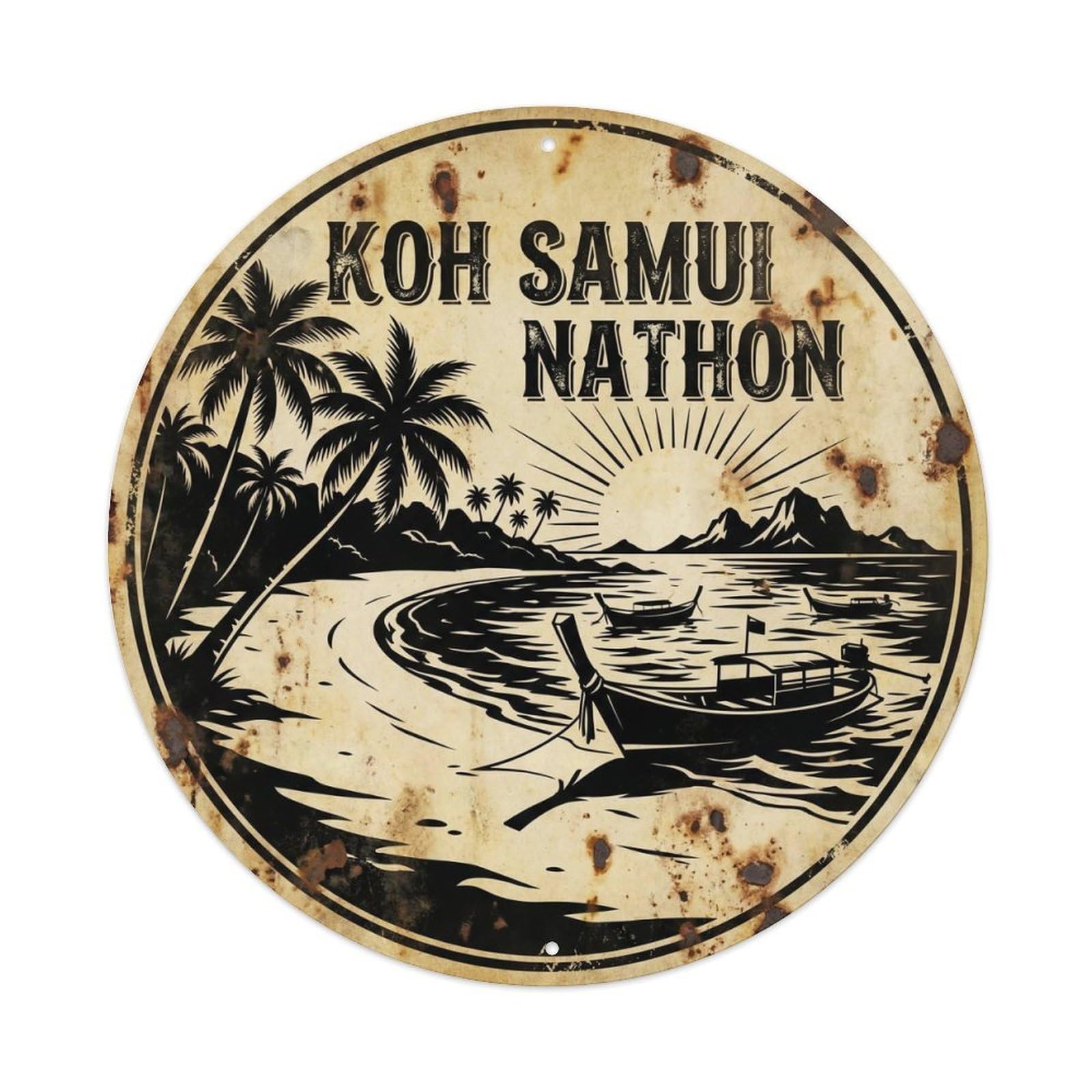 Koh Samui Nathon Tropical Island High Contrast Metal Tin Sign