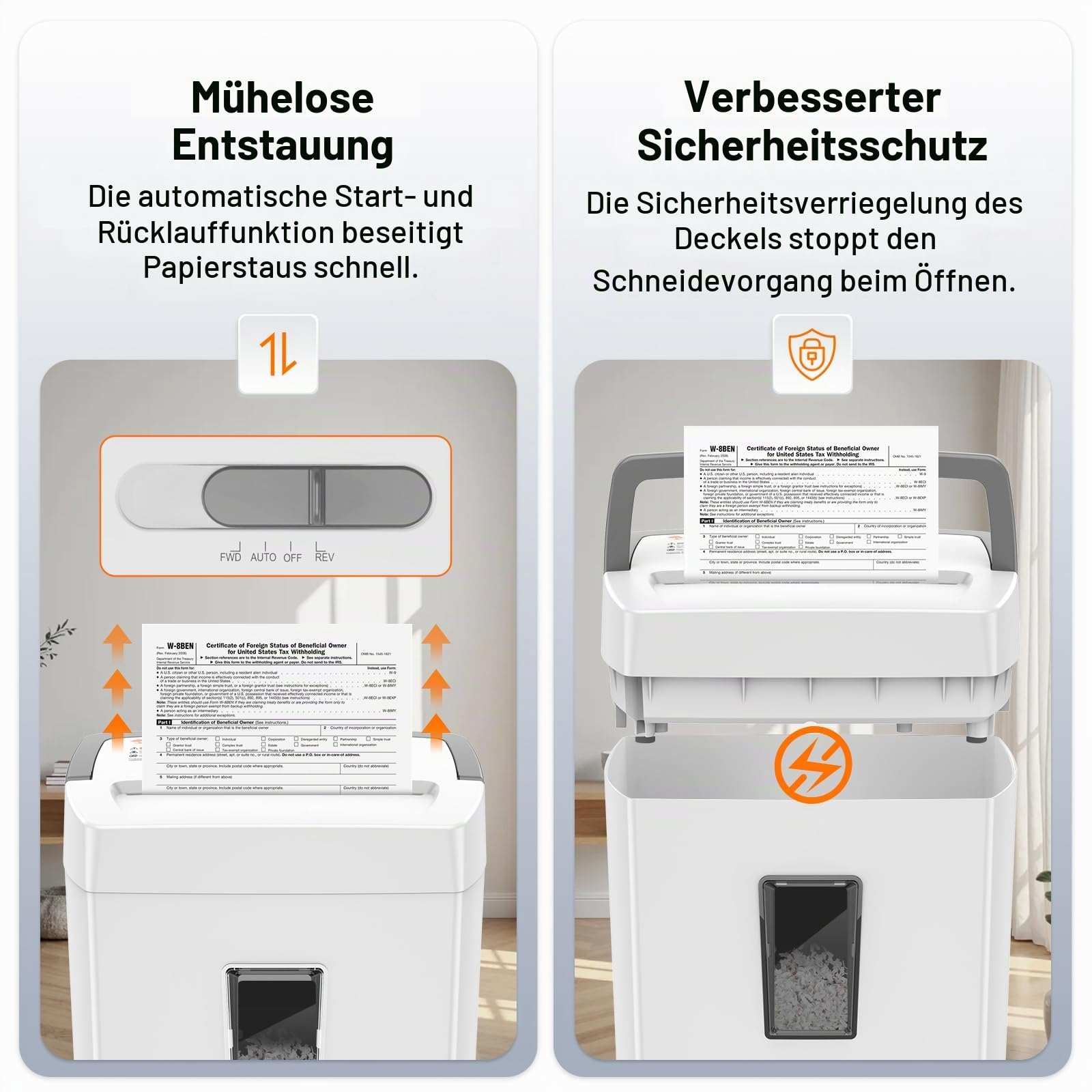 Bonsaii 12 Blatt Mikroschnitt Aktenvernichter, 21L Papierkorb, C275-B | DIN P-4, Anti-Blockier-System, Überhitzungsschutz, ideal für Homeoffice und Büro