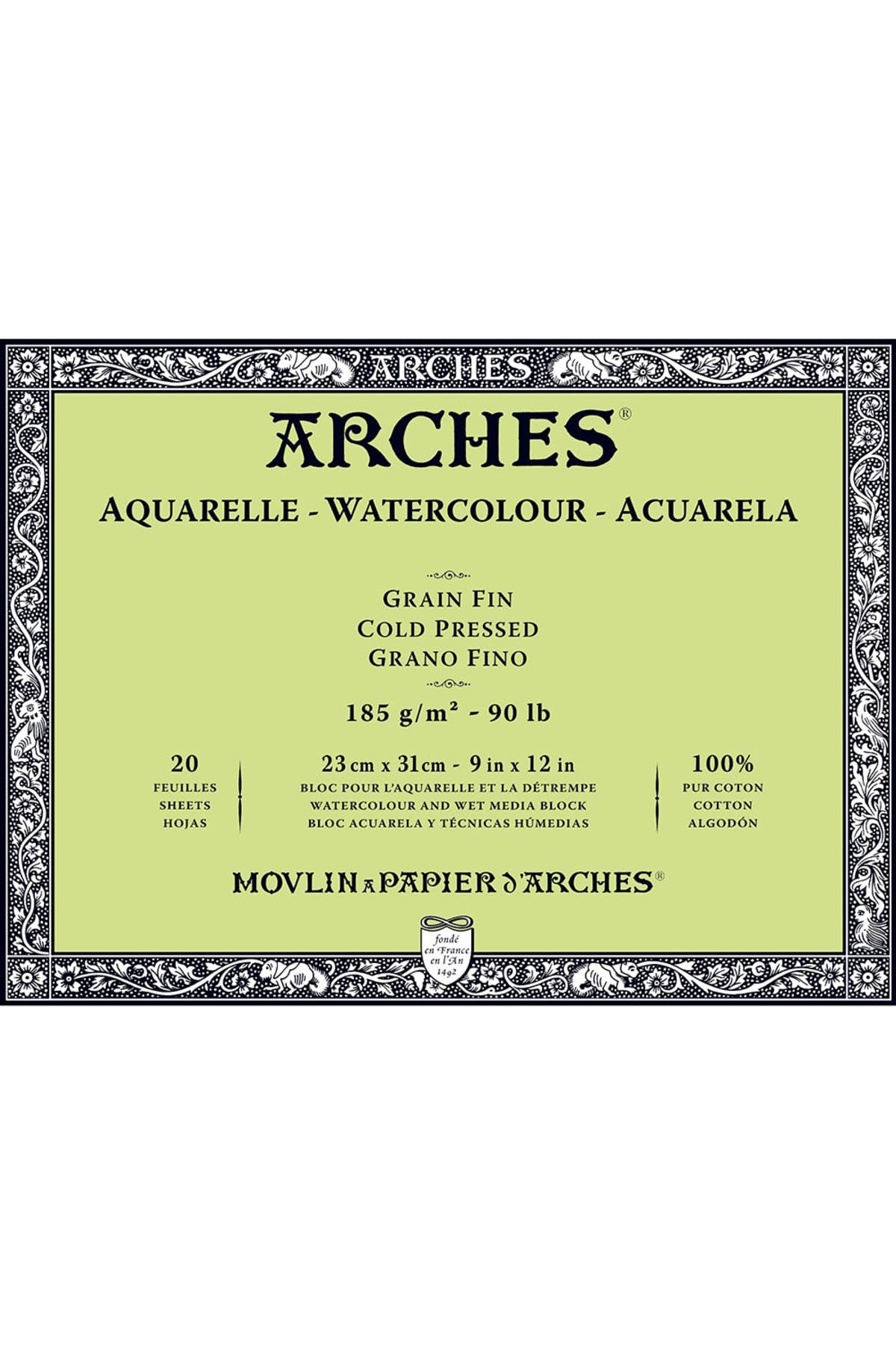 Arches - Papel de acuarela, bloc 12 hojas engomado 1 lado, grano fino, 300 g/m², 23 x 31 cm — view 8