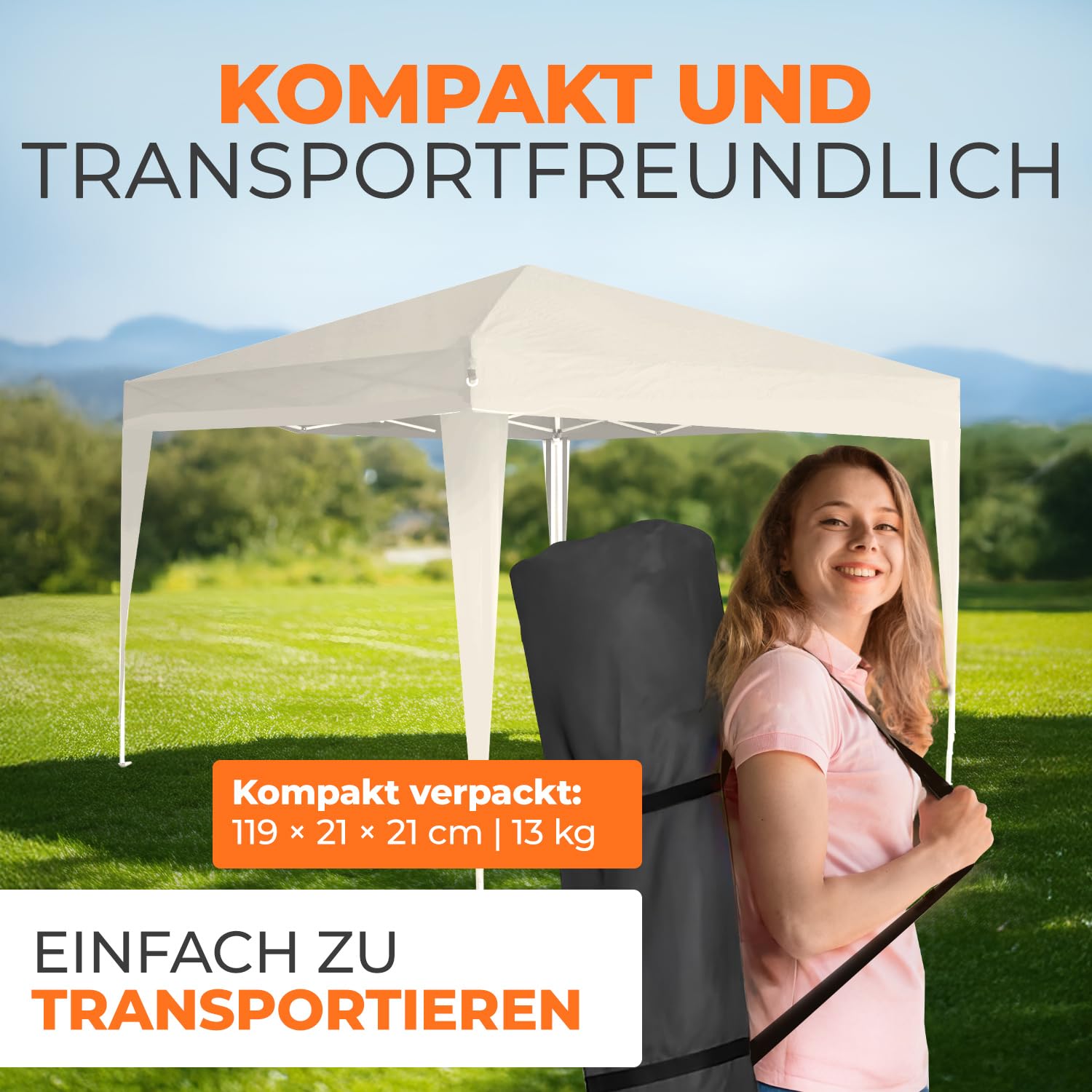 Kronenburg Faltpavillon wasserdicht Dachmaß 3 x 3 m UV Schutz 50+ Pavillon in Champagner
