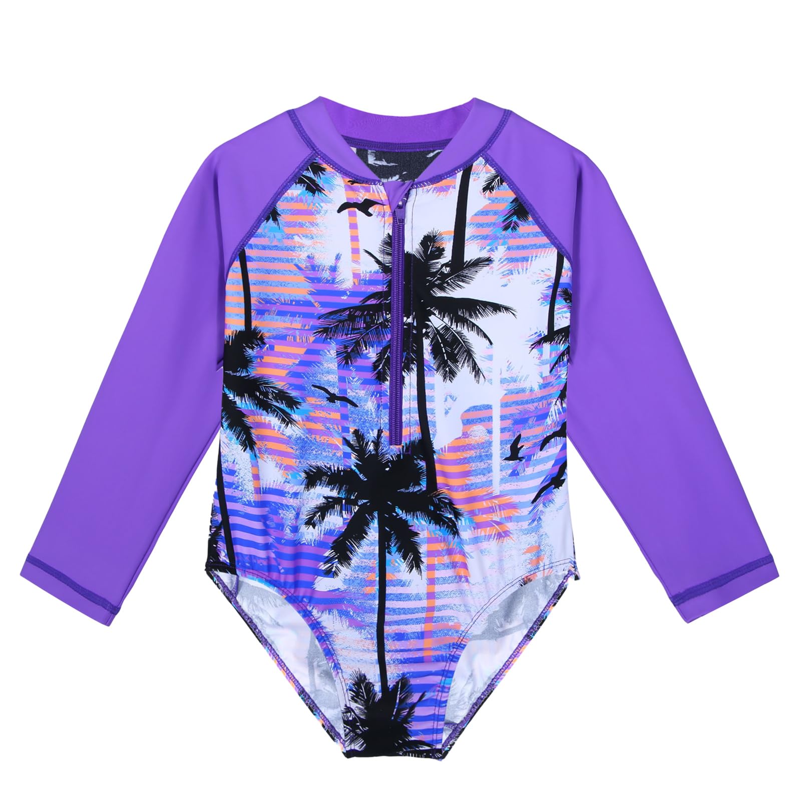 HUAANIUE Baby/Toddler Girl Swimsuit Rashguard Swimwear Long Sleeve One-Piece PurpleCocoTree 3-4 T