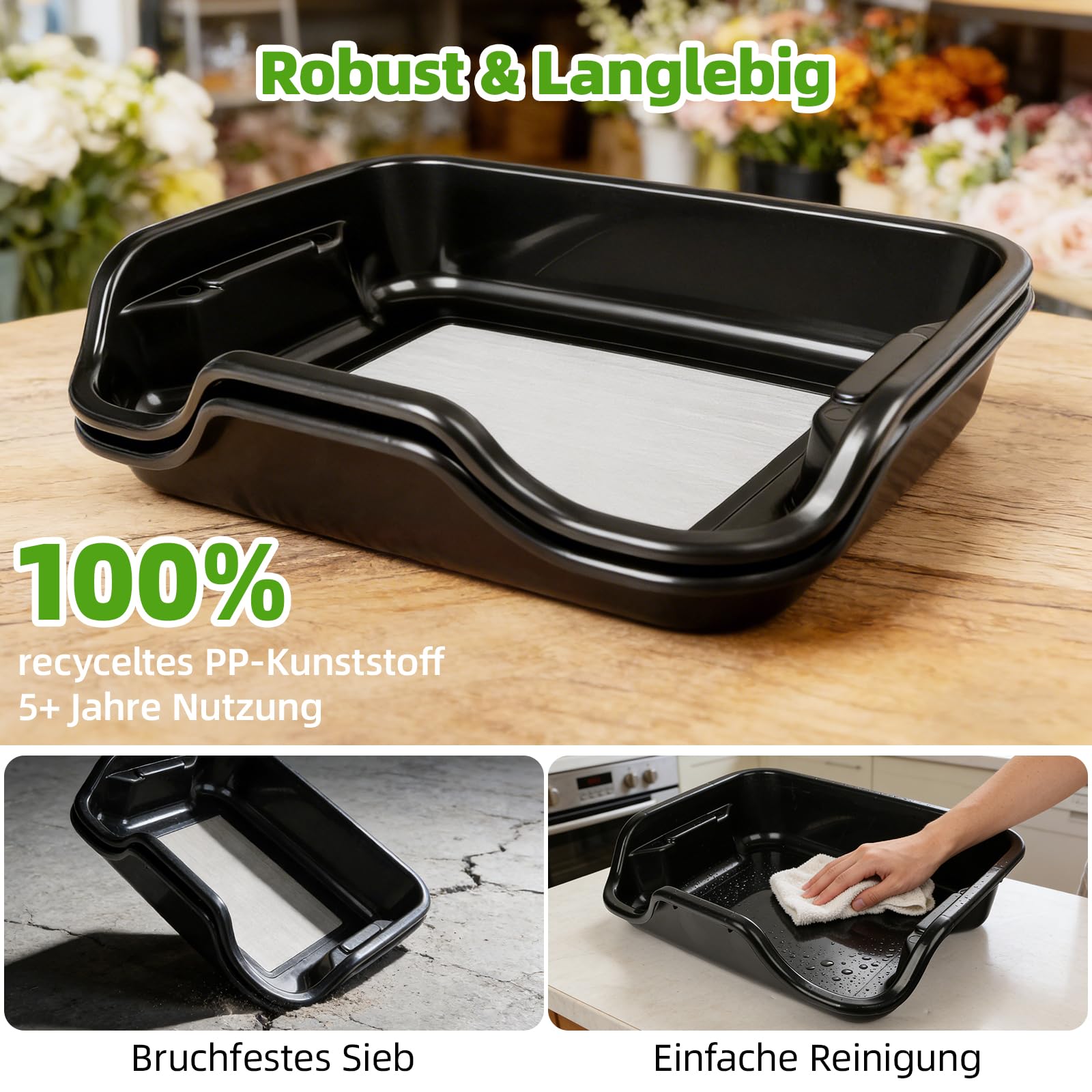 Trimming Tray Set Professional, Trimmschale mit 150 Mikron Pollensieb, Extra Tiefe Trim Bin Ergonomisch & Trimmschale, 2 Präzisionsscheren, Bürste & Lupe, 51 x 40 x 16cm