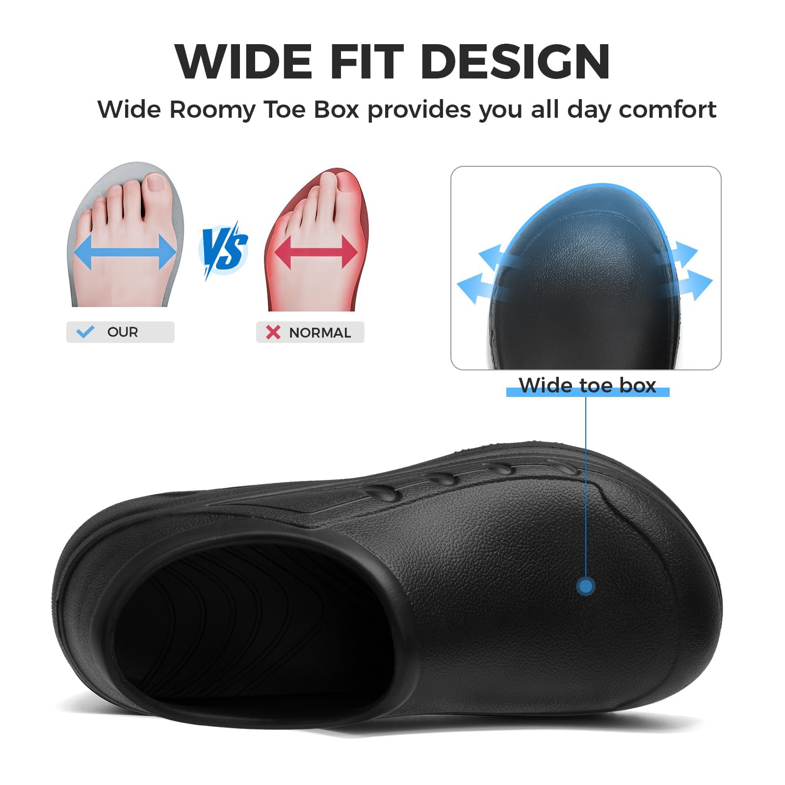 Ulogu Waterproof Non Slip Chef Clogs for Men Women Slip Resistant Work Shoes for Nurses Chefs Kitchen Restaurant & Food Service — view 6