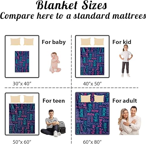 Miniatura 176 de Mantas personalizadas con nombre para niños, mantas de bebé personalizadas para niños y niñas, manta de nombre personalizada súper suave para niños