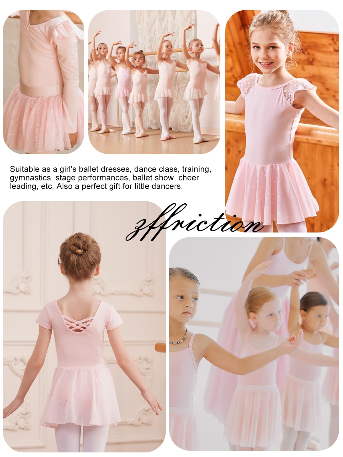 Ragazza Vestito da Balletto Balletto Leotard Vestito Danza Tutu Body Ginnastica Cotone Manica Corta con Chiffon Gonna per Ragazze
