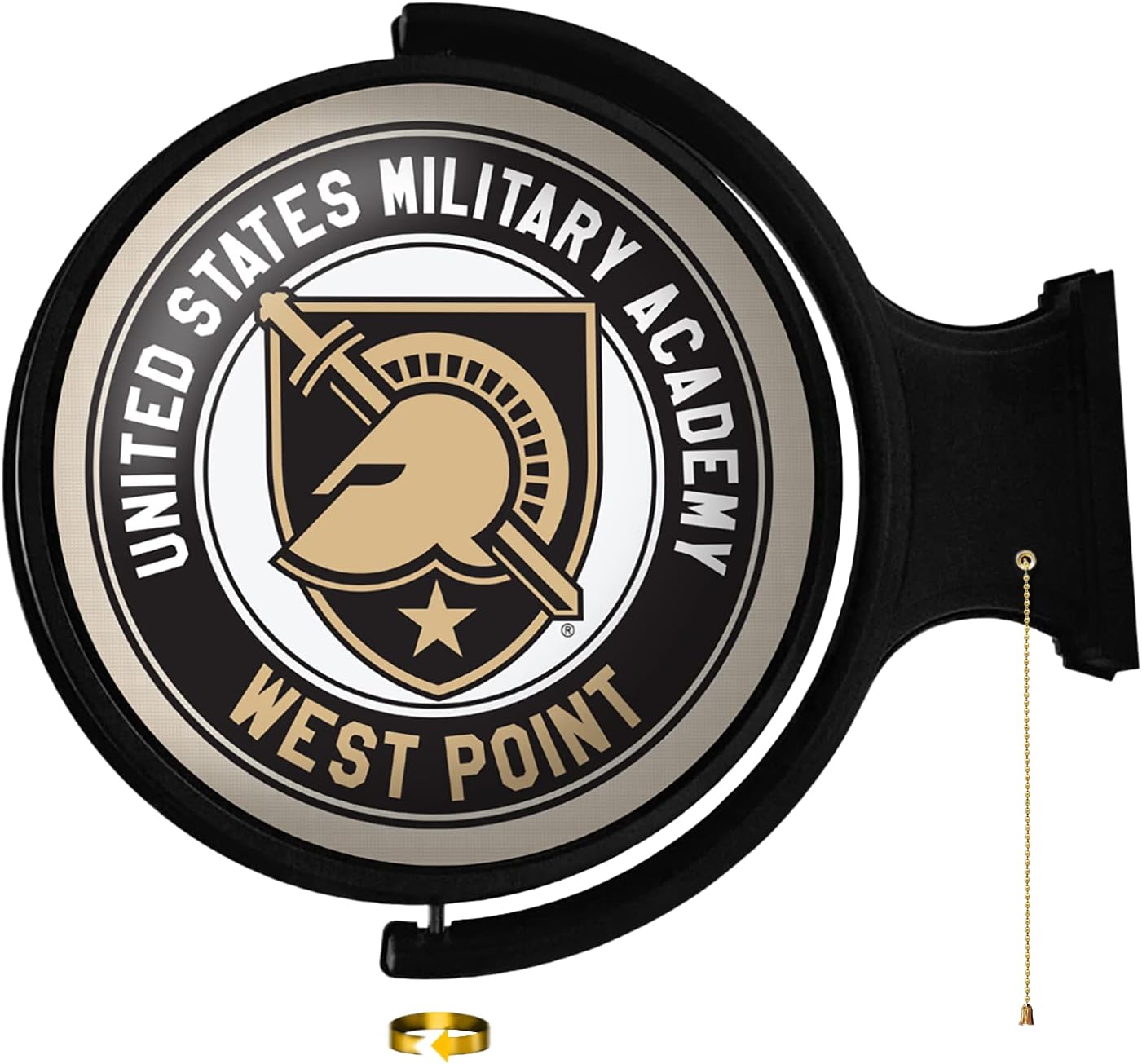 The Fan-Brand West Point Black Knights, Athena's Helmet - Round Rotating Lighted Wall Sign - Football, Basketball & Baseball, College Sports Decor for Home, Office, Game Room, Fan Cave & Garage