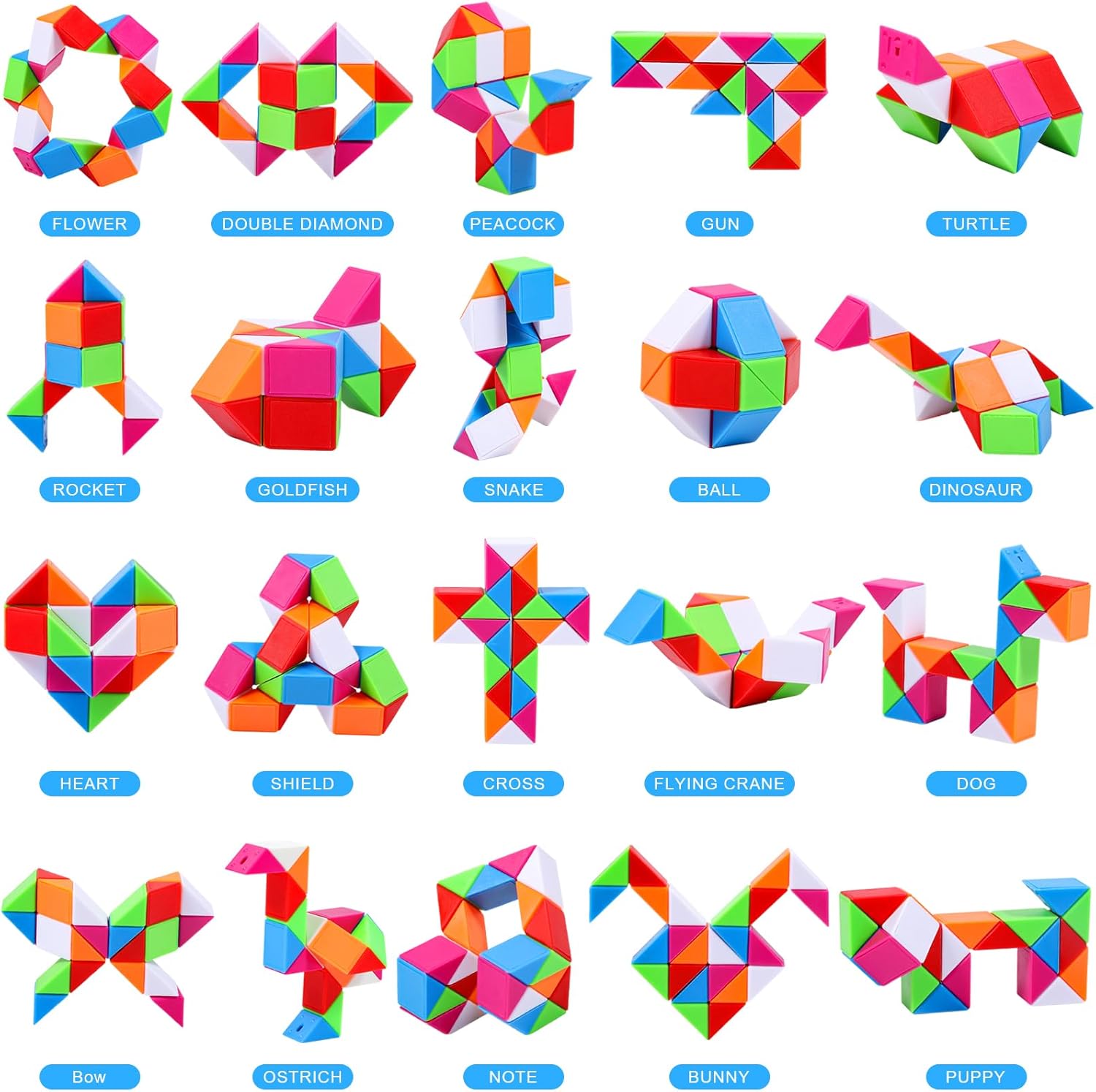 24 Pack Magic Snake Cube Fidget Toys for Kids - 24 Blocks Rainbow Twist Puzzle, Party Favors, Classroom Prizes, Birthday Goodie Bag Fillers, Stress Relief Sensory Toys - Image 8