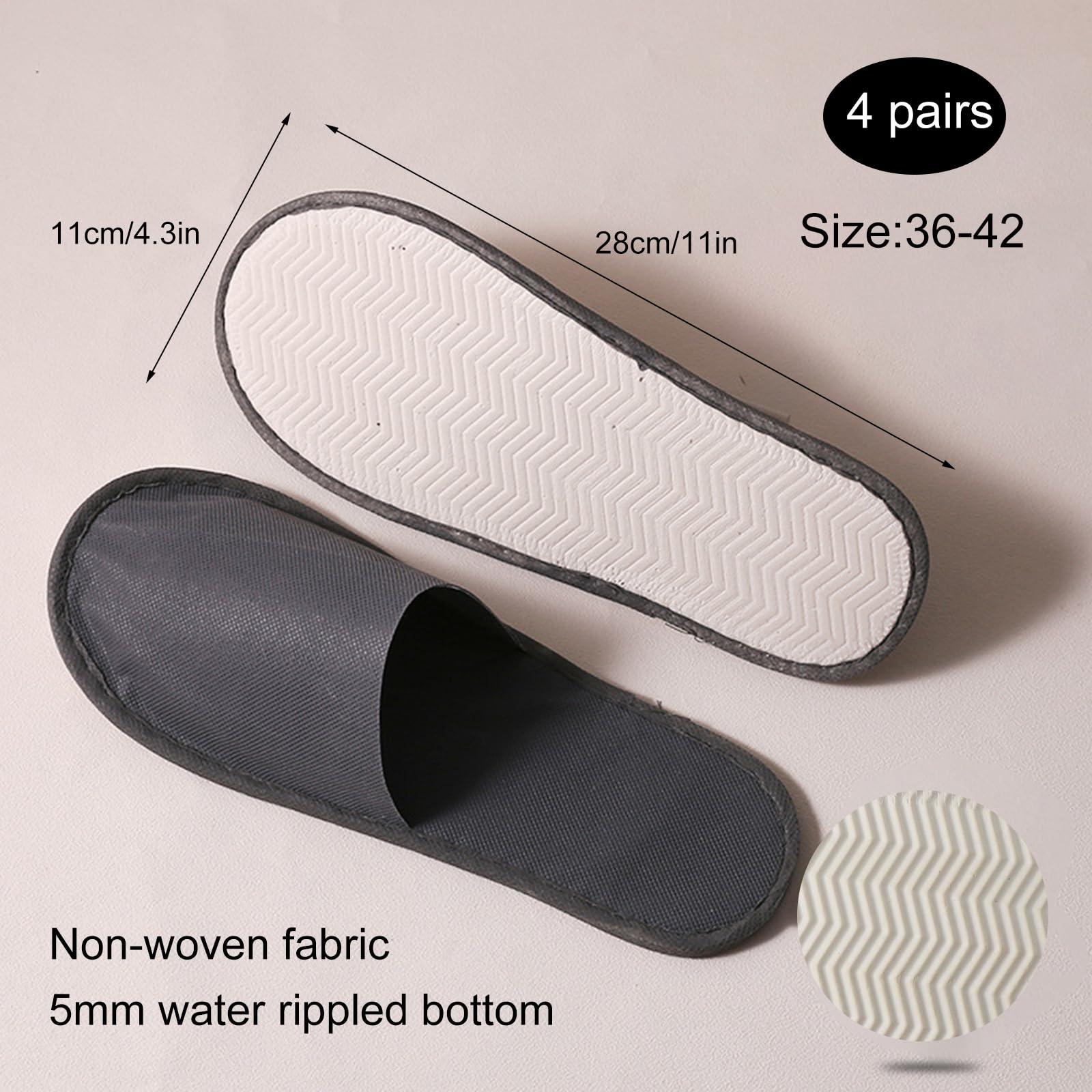Ciabatte Ospiti,4 Paia Pantofole Ospiti,Ciabatte da Viaggio,Pantofole Chiuse,Pantofole Monouso per Hotel,Antiscivolo,Lavabili,Spugna Premium,Misura Universale,per Unisex,Viaggi,Casa,Spa,Hotel