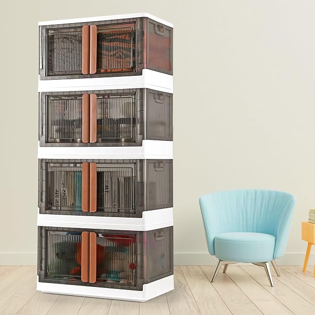 Organisateurs et stockage de placards - Boîtes de rangement avec lids & Roues 19 Gal, Bacs de rangement amovibles, Boîte de rangement pliante pour bureau, Maison, Salle de dortoir Essentiels,paquet de 4