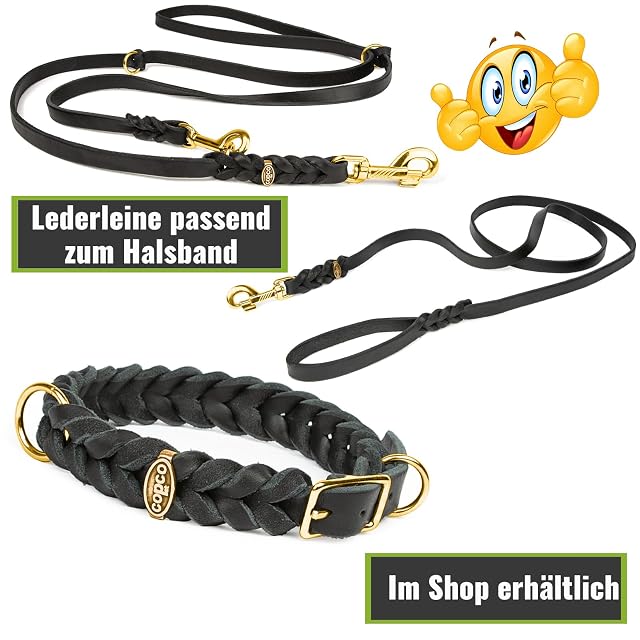 Foto 6 de 6 de Collar de perro Copcopet de cuero trenzado con hebilla, collar de perro trenzado, hecho a mano en Alemania
