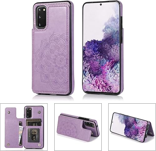 Miniatura 4 de Asuwish Funda compatible con Samsung Galaxy S20 Plus Glaxay S20+ 5G y protector de pantalla de vidrio templado con ranura para tarjetero, función