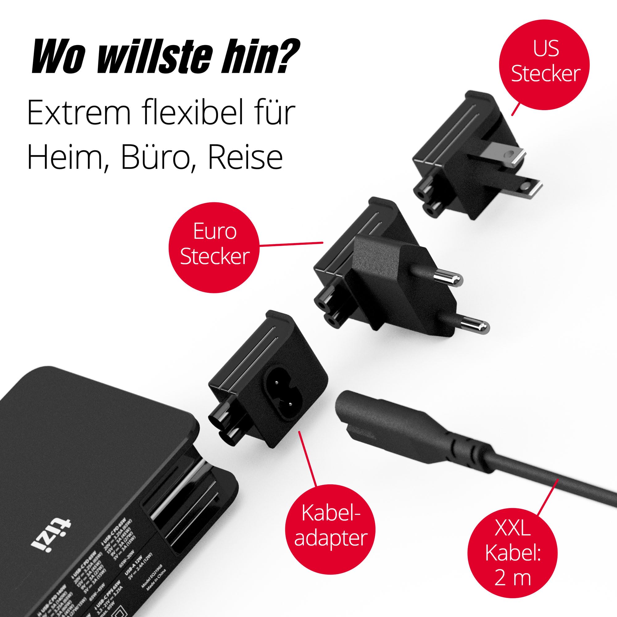 tizi Tankstation Pro (142W) - 4 Anschlüsse Ladegerät, neueste GaN Power Delivery, 4-Port USB-C PD Netzteil für Schreibtisch, Reisen mit Wechselsteckern, kompatibel mit Apple MacBook Pro, iPad, iPhone