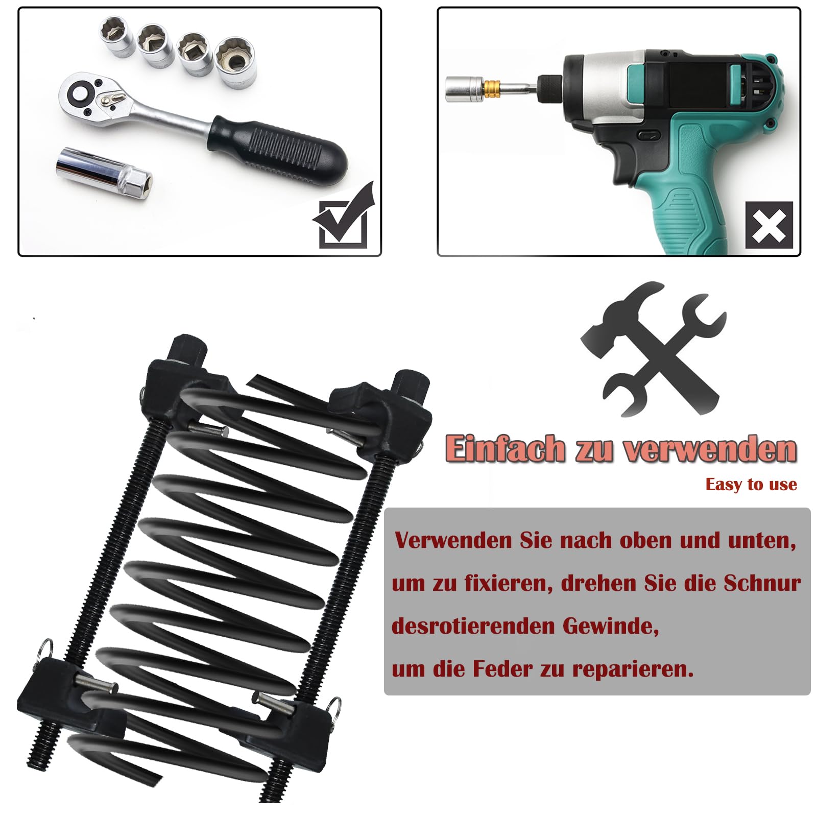 LZQ Set di 2 tensionatori a molla universali per auto, max. 375 mm, con scatola di immagazzinamento per molle di sospensione