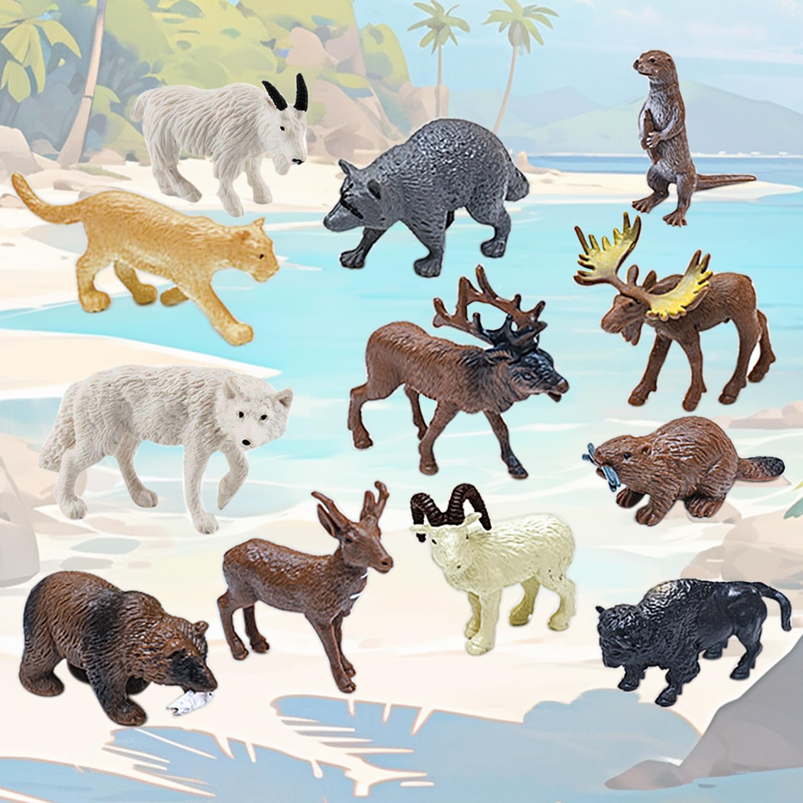 15 Stück Safari Tiere Figuren Set - Mini Zootiere Aus PVC Für Kinder