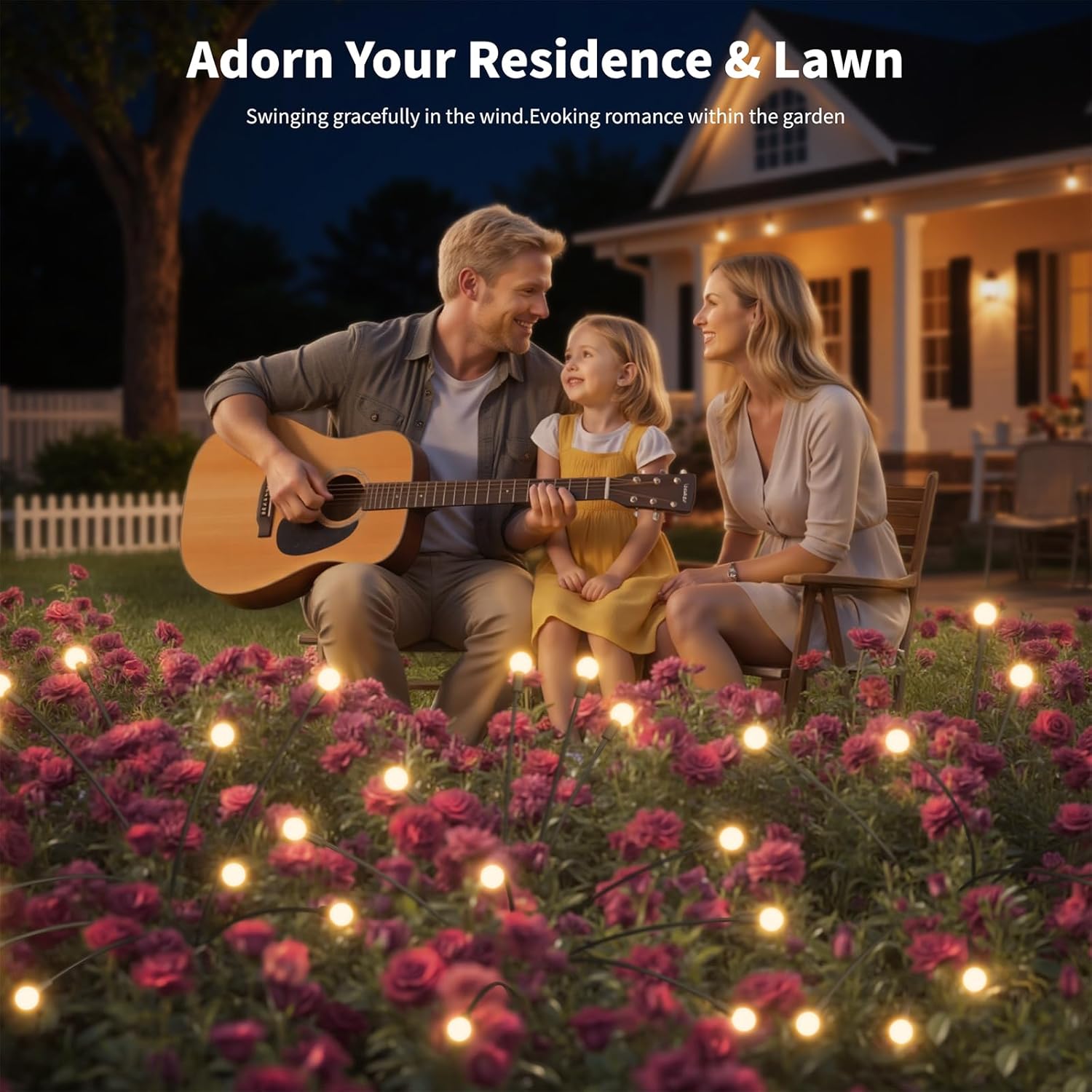 Outdoor Solar Lights Waterproof (4 Pack, 40 LED), Fairy Garden Decor, Fairy Tale Courtyard Decor, Firefly Lights, Solar Garden Lights, Solar Landscape Lights, Gifts for Women Who Have Everything