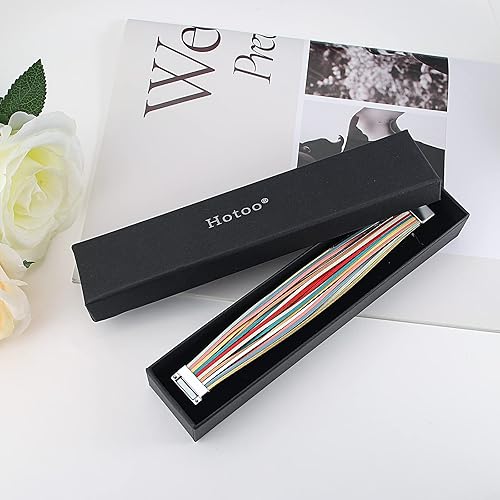 Miniatura 3 de hotoo Pulseras de cuero hechas a mano en capas para mujer, apilables, de colores gruesos, pulseras para hombres, pulsera de regalo