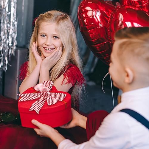 Miniatura 4 de 2 rollos de cintas navideñas con borde con alambre de 2.5 pulgadas de ancho, rayas rojas y blancas para envolver regalos, lazos de corona,