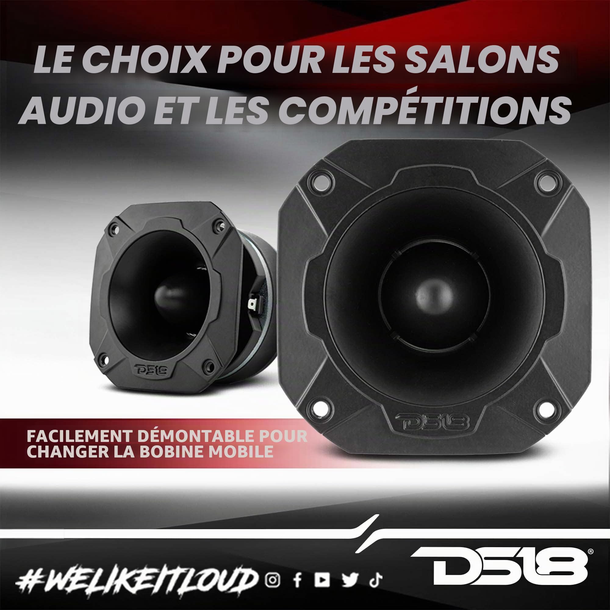DS18 Pro-TWX3 Tweeter Super Bullet 4" 500 Watts Max 1,5" en Aluminium 4 Ohm Vc – Les tweeters Pro sont Les Meilleurs du marché Audio de Voiture Pro Audio et Voceteo (1 Tweeter)