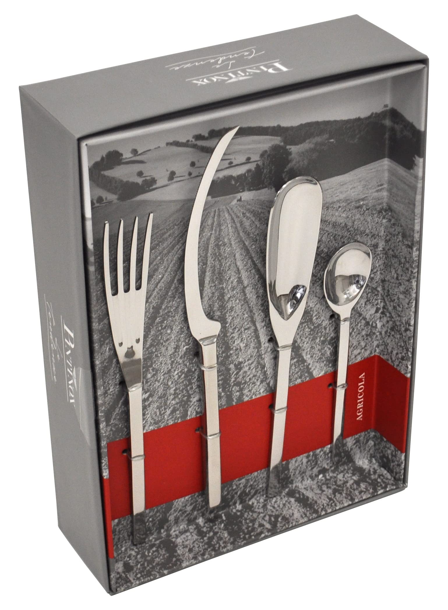 Pintinox Servizio da 24 Posate in Acciaio Agricola, Made in Italy, per 6 persone, Gift Box
