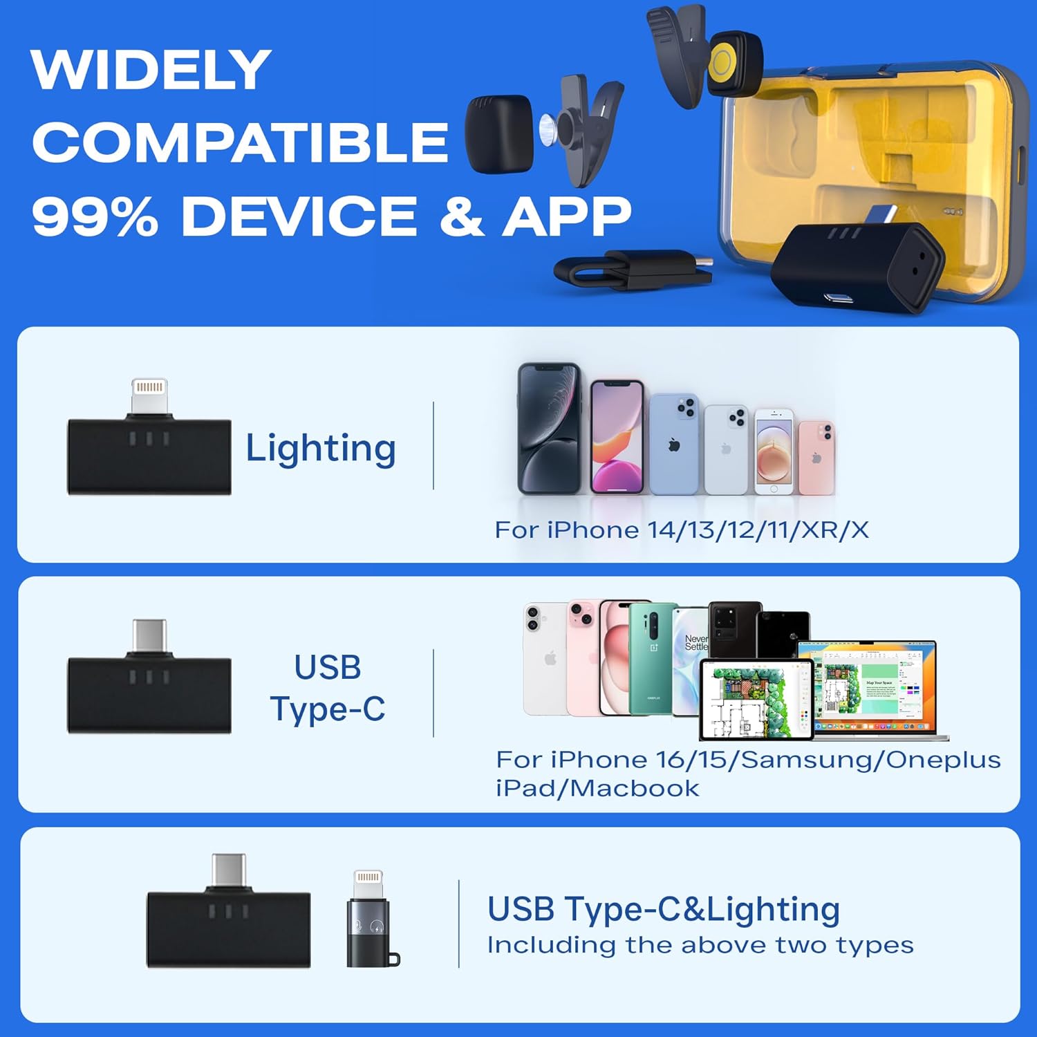 Wireless Lavalier Microphone Noise Cancelling for Android iPhone 15H Battery Life with Charging Case Lapel Micphone Wireless for Video Recording Podcast - Image 5