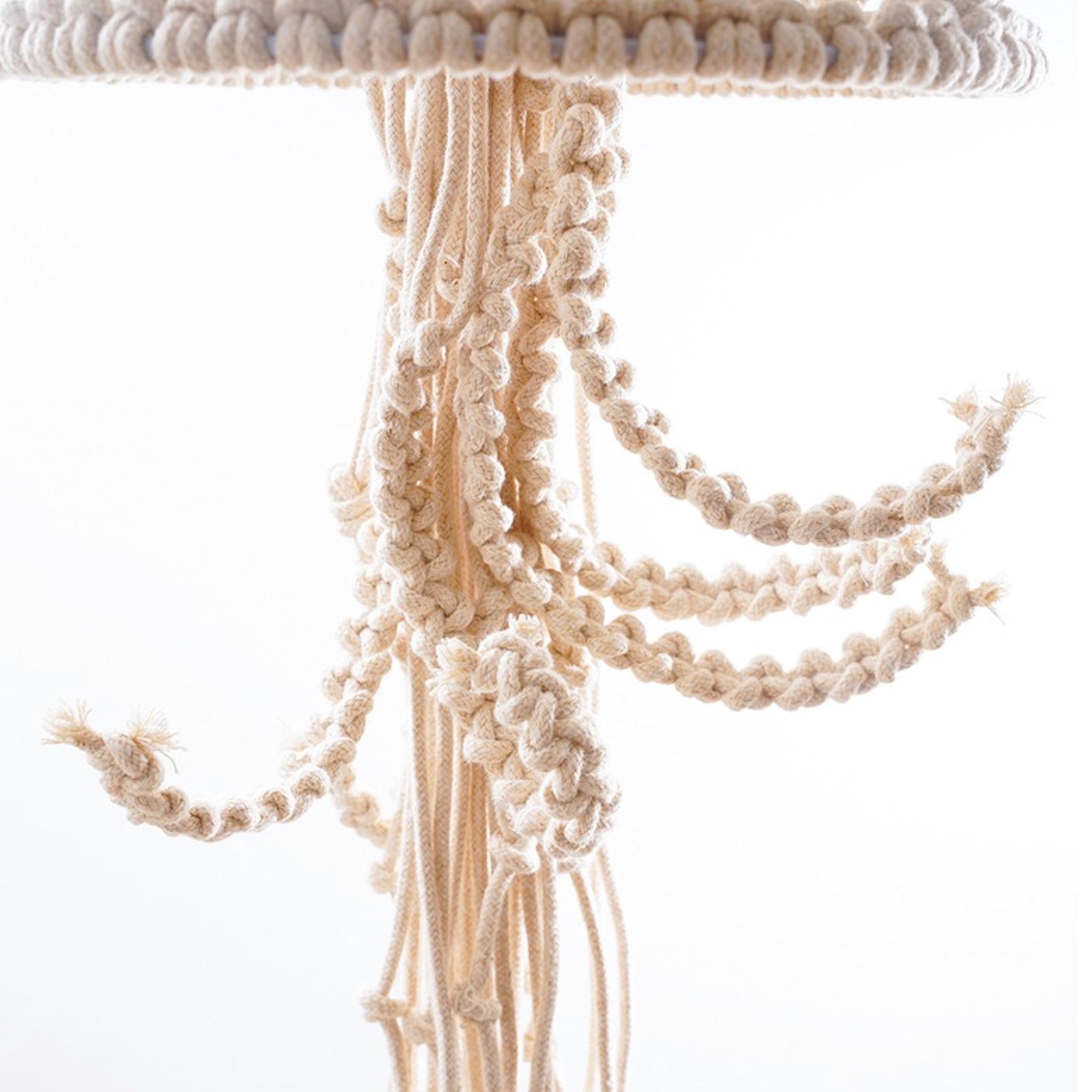 Macrame Wall Hanging,Jellyfish Dream Catcher with Star Lights,Bohemian Woven Wall Art Decor Beautiful Apartment Dorm Room Door Decoration (White)