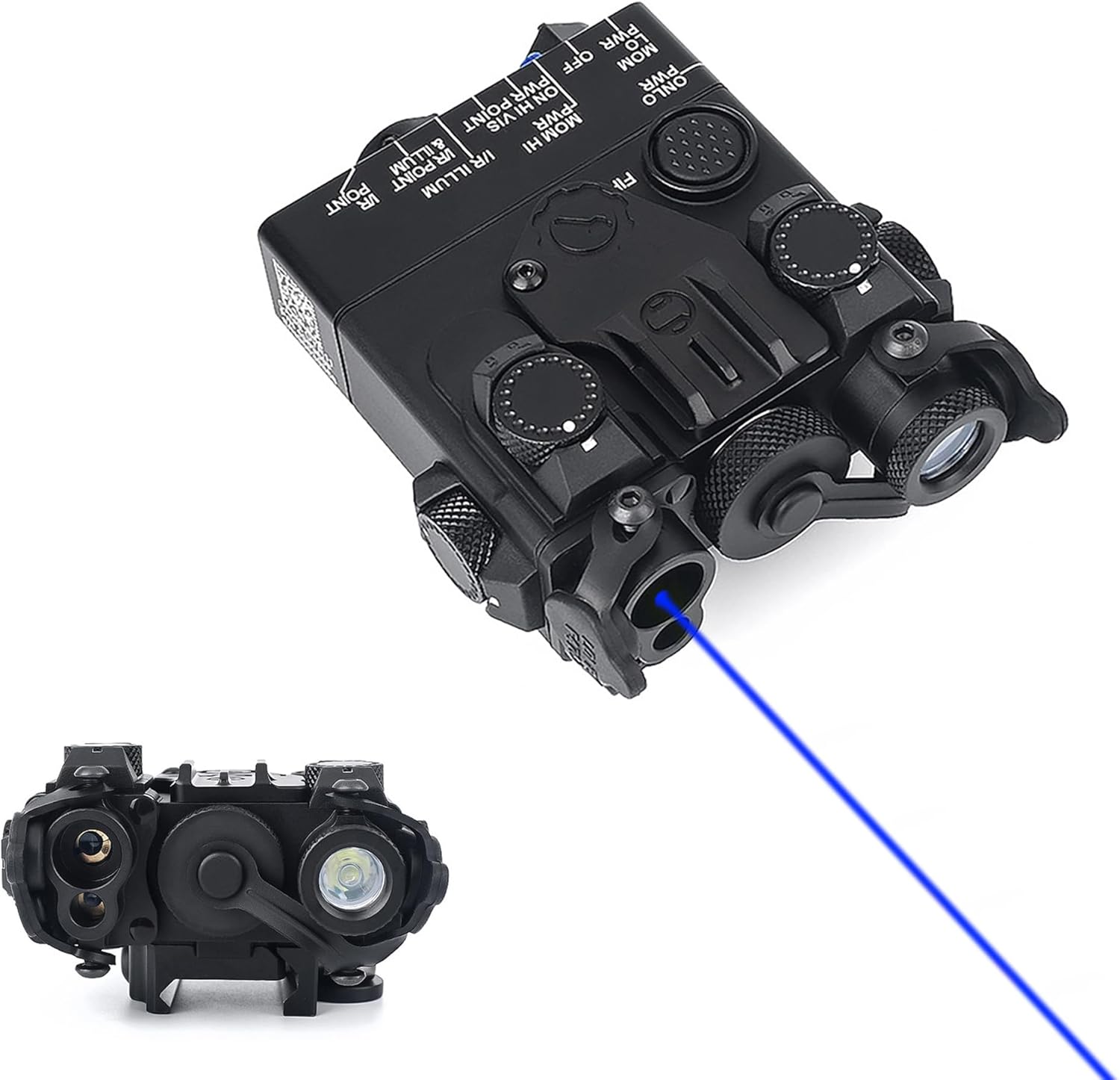 DABL-A2 Metal Box Laser Sight Whitelight Flashlight，with IR Laser + Red/Green/Blue Laser Sight + Strobe/Momentary/Constant Modes Whitelight LED 160 Lumen Flashlight，with Pressure Switch，for 20mm Rail