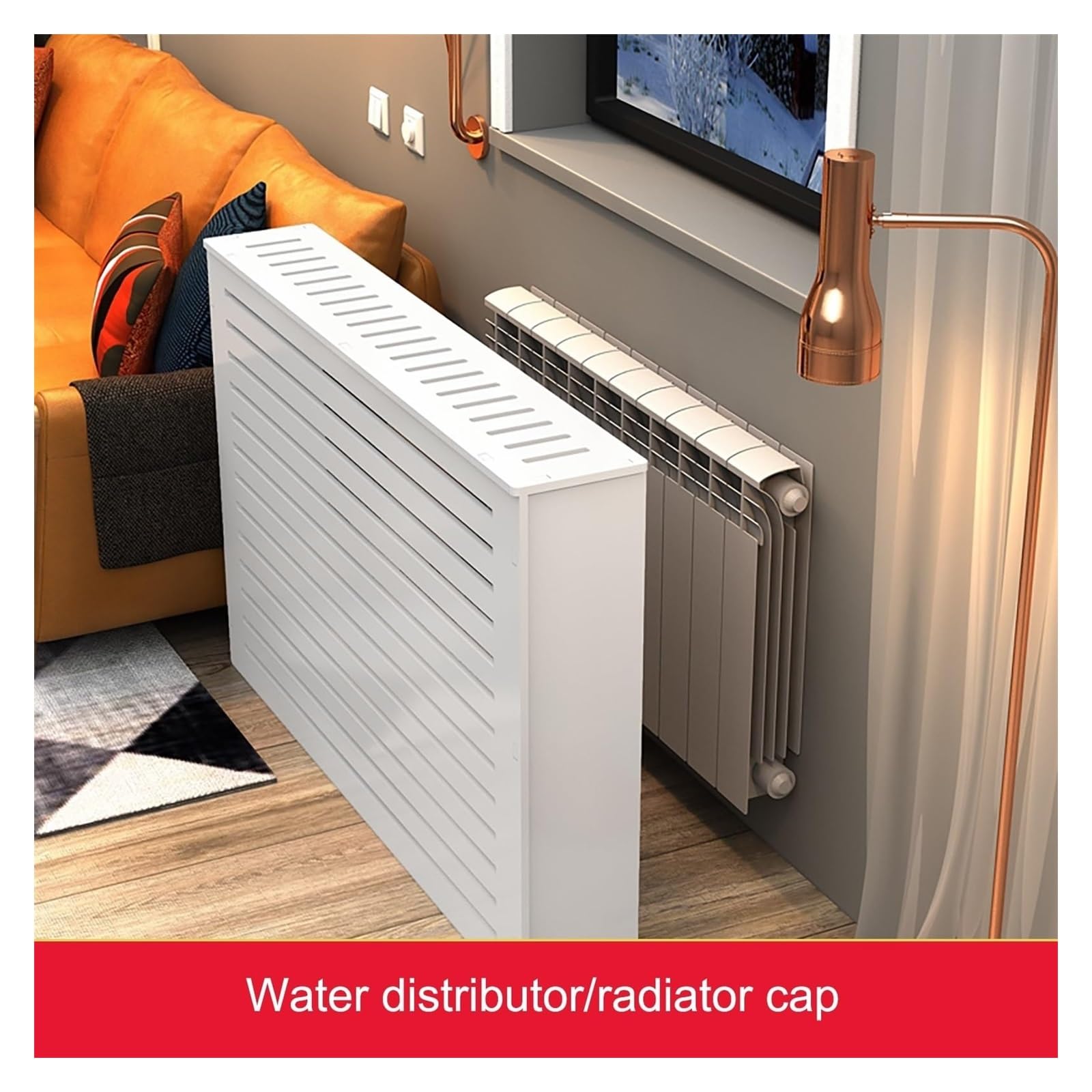 Moderne, stilvolle Heizkörperabdeckung – 90 x 90 x 20 cm (35 x 35 x 8 Zoll) Heizkörperregal-Organizer für Wohnzimmer und Heimbüro, verbirgt Rohre, reduziert Unordnung, verbessert die Einrich