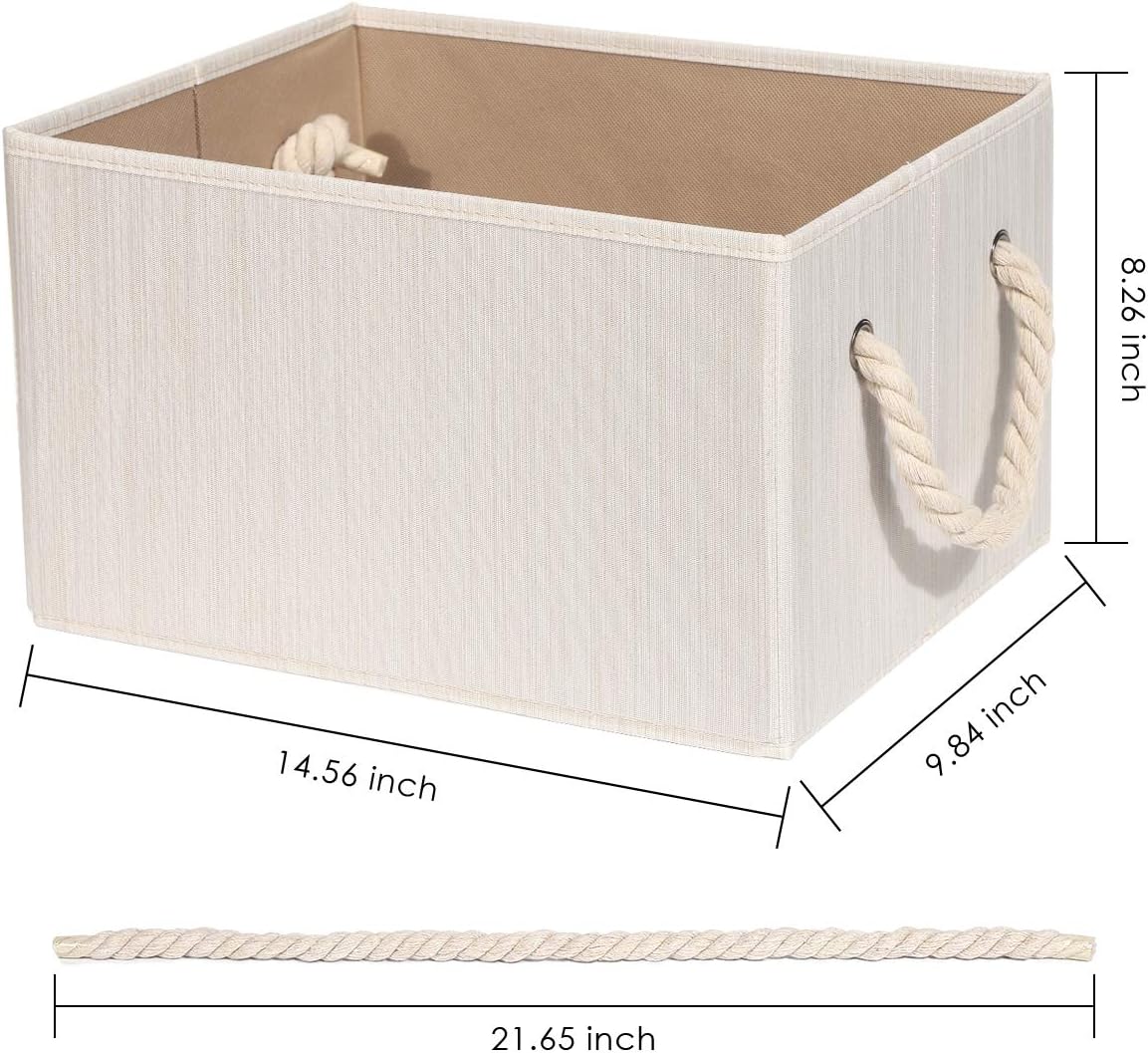TomCare Storage Baskets Fabric Cube Storage Bins 4-PACK Foldable Decorative Baskets Storage Cubes with Durable Rope Handles Cube Organizer Bins Storage Containers for Living Room Bedroom Office(Beige)