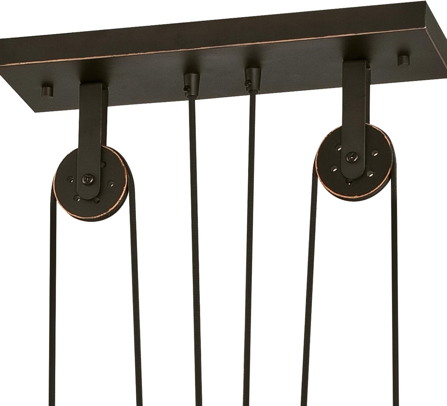 Westinghouse 6332500 Iron Hill Three-Light Indoor Island Pulley Pendant, Finish with Highlights and Metallic Interior, 3, Oil Rubbed Bronze/Bronze