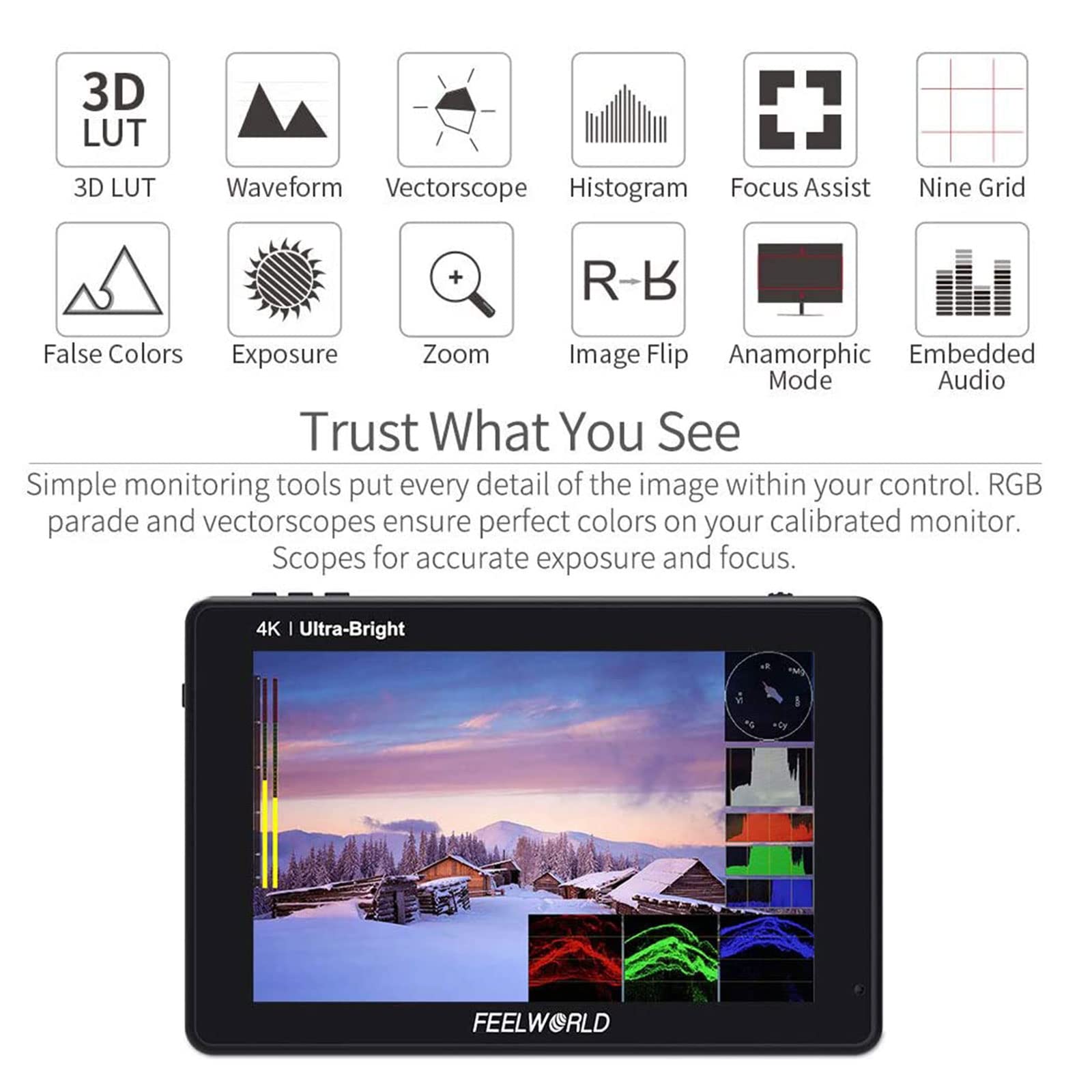 Amazon.com : FEELWORLD LUT7 7 Inch 2200nits 3D LUT Touch Screen