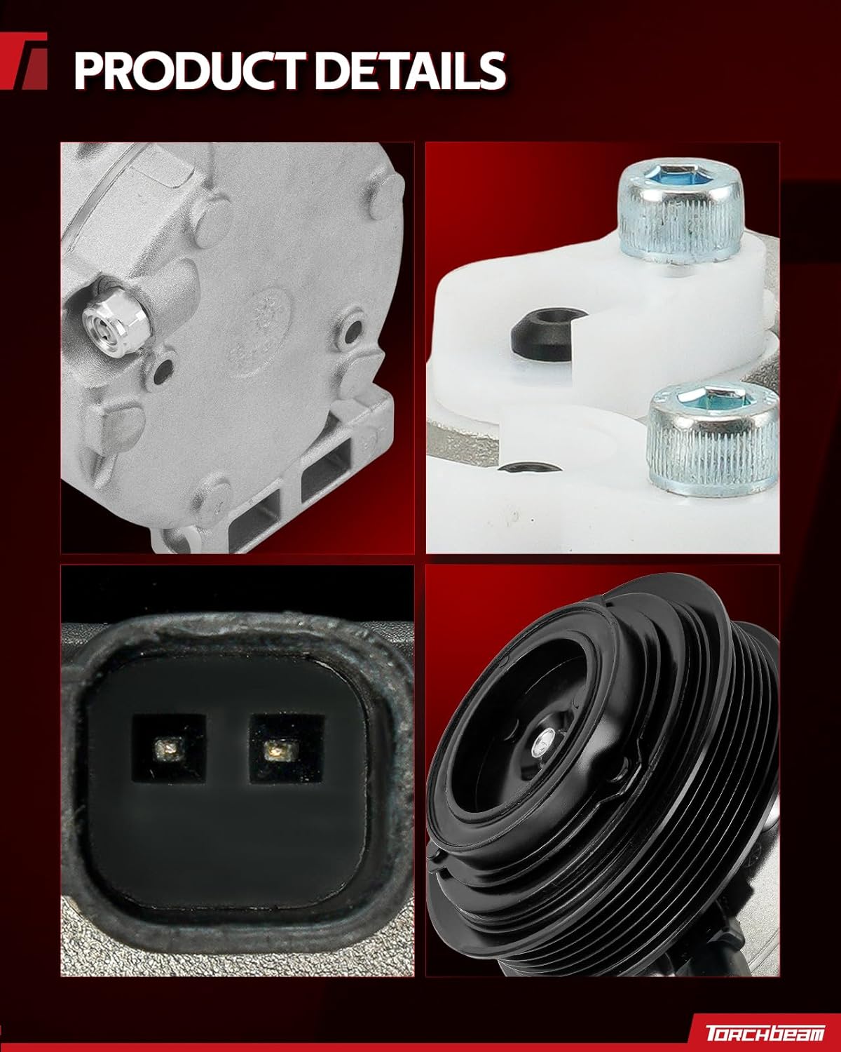 Torchbeam AC Compressor with Clutch Fit for Jeep Wrangler 2012-2018 3.6L, for Ram 1500 2013 3.6L, OE: 198305, 639980