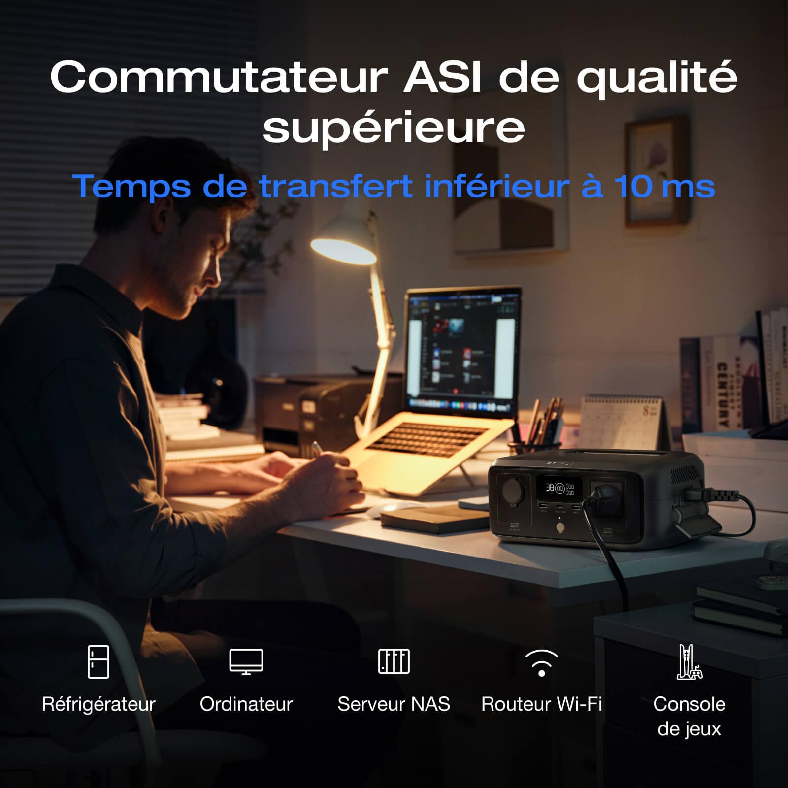 EF ECOFLOW Station électrique portable RIVER 3 UPS 245 Wh, Batterie LiFeP04 | 600W de puissance de sortie, 2*Runtime avec technologie GaN, générateur électrique solaire pour l'extérieur, camping et RV