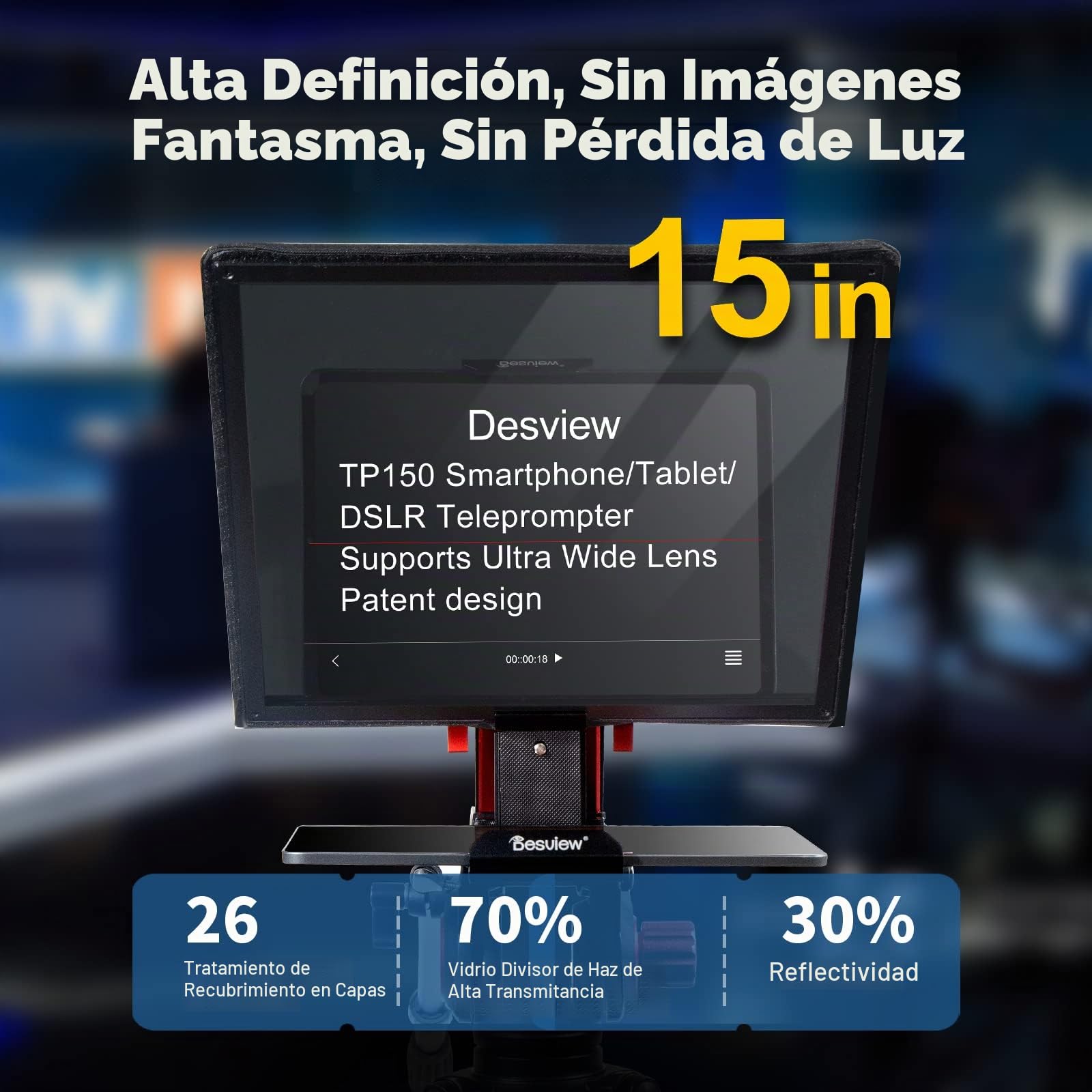 Amazon.com: Desview TP150 teleprompter de 15 pulgadas con espejo