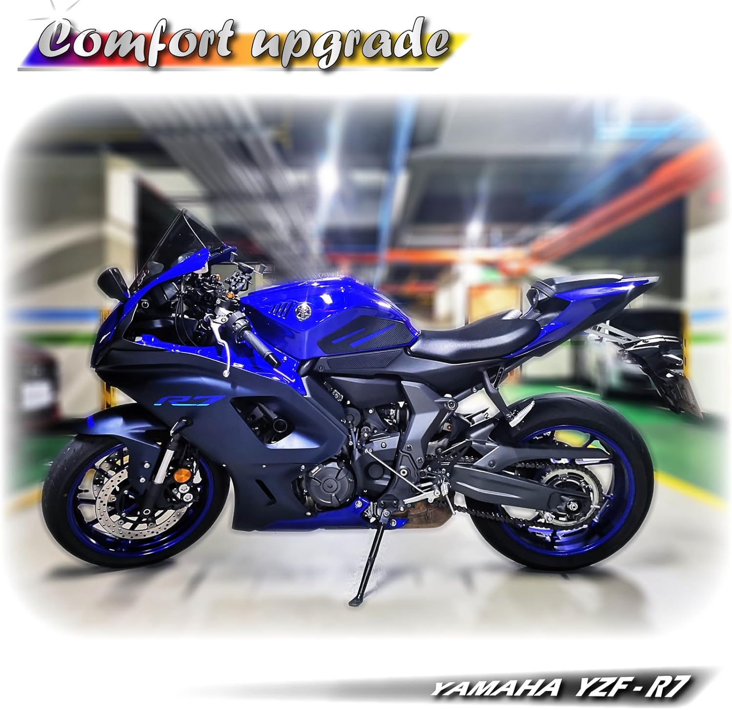 RV for YAMAHA YZF-R7 Motorcycle Gas Tank Protector Tank Pad Sticker Fuel Tank Pad Rubber Tank Traction Gas Fuel Side Pad Gas Knee Grip Tank Anti Slip sticker 2021+ (Blue)