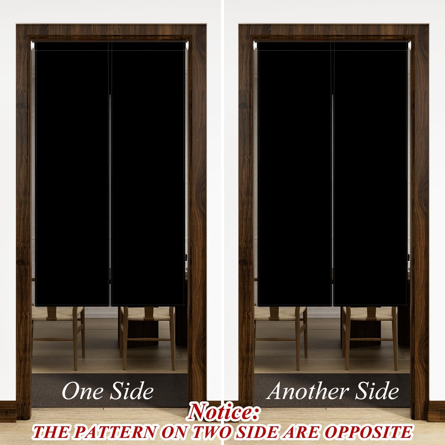 Leowefowa Pure Black Double Sided Doorway Curtain Noren Window Treatment Door Tapestry Japanese Style Printed Door Curtain for Privacy Partition Divider Panel Kitchen Home Decor 33.5"x 59"