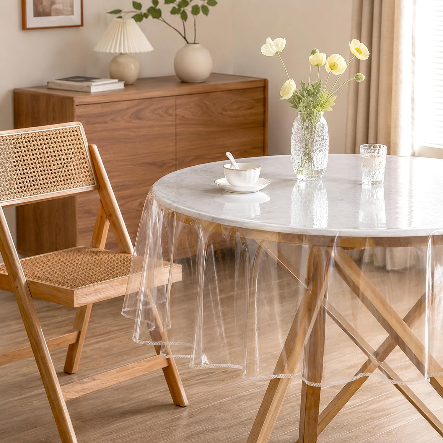 Clear Round Plastic Tablecloth Protector Heavy Duty Vinyl Tablecloth
