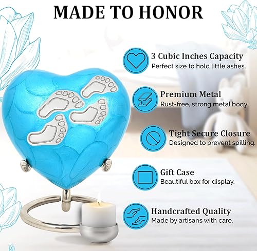 Miniatura 4 de Urna de corazón para cenizas de bebé, urna de cremación de corazón con soporte para bebé niño y niña, urna de bebé en forma de corazón para cenizas,