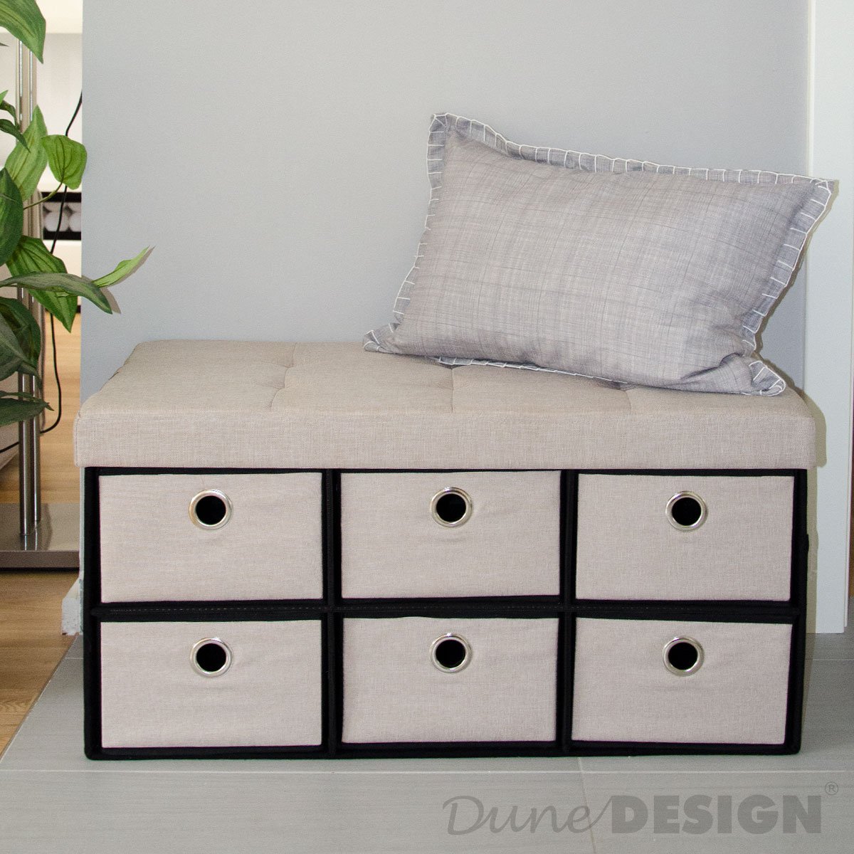 DuneDesign Coffre De Rangement XXL Pliante 110x38x38cm Incl 2 Cloisons 120l Pouf Pliable Repose Pieds Rectangulaire Rembourre 3 Places Beige 8868036 DuneDesign Coffre De Rangement XXL Pliante 110x38x38cm Incl 2 Cloisons 120l Pouf Pliable Repose Pieds Rectangulaire Rembourre 3 Places Beige 8868036
