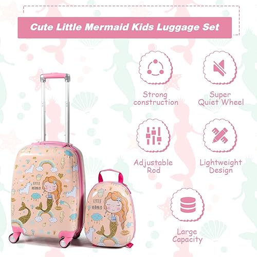 Miniatura 5 de HONEY JOY 2 piezas de equipaje de mano para niños, Mermaid, S, Viajar