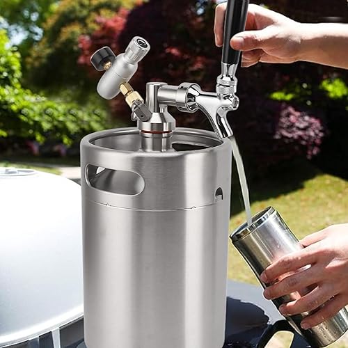 Miniatura 2 de Barril de cerveza de acero inoxidable, mini barril de cerveza presurizado B60PSI calibre 5L Sistema dispensador portátil para el hogar para barril