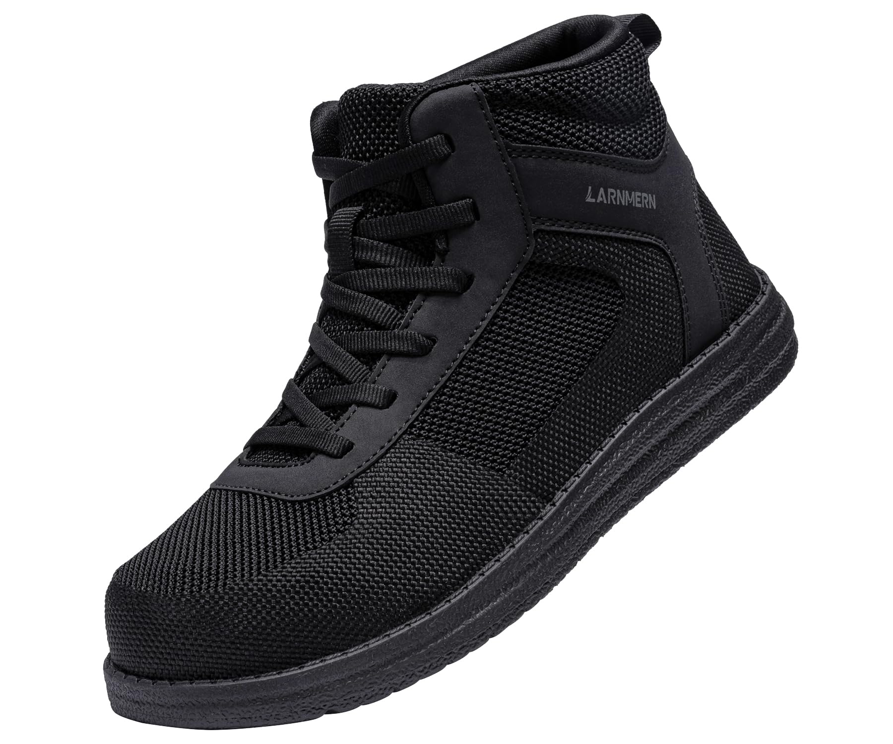 LARNMERN Steel Toe Shoes Men Work Boots Safety Toe Durable Sneakers Lace Up Construction Industrial Welding Boots Comfy and Light(13 Men, Dark Black)